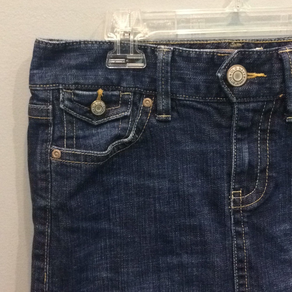 Old Navy Low Waist Denim Skirt Size 1 Dark Wash Stretch Straight Jean Skirt - Picture 5 of 9